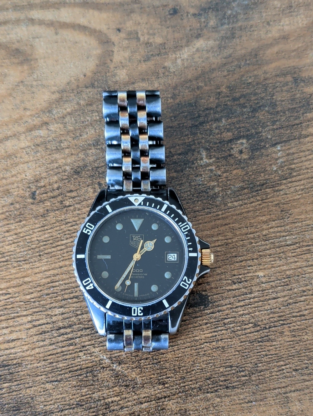Tag Heuer Black and Gold Two-Tone Dive Watch
